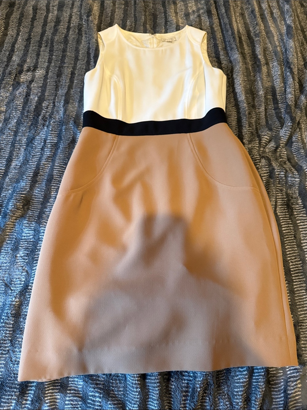 Tahari Cream, Black and Camel Colorblock Pencil Skirt